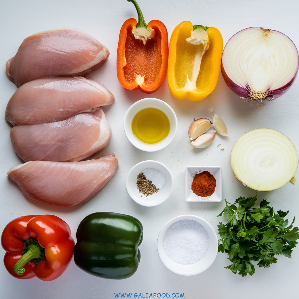 ingredients for the chicken peppers onions recipe​