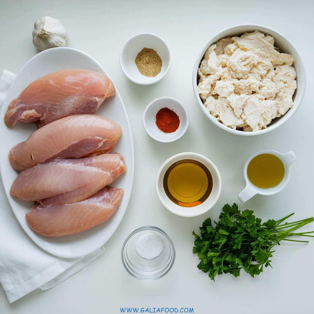 Ingredients for a chicken cottage cheese recipe