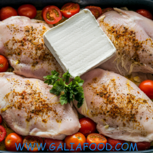 chicken and feta recipe in a oven dish