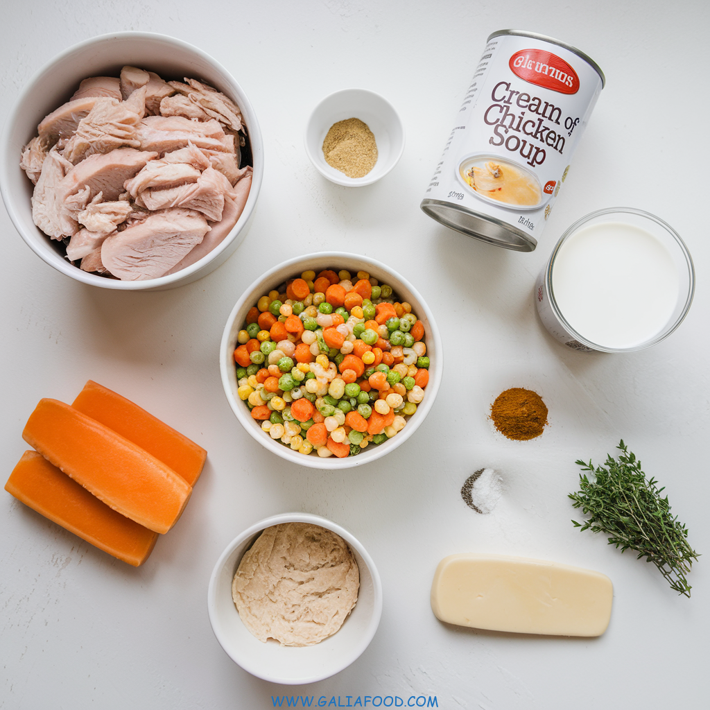 Ingredients for Chicken Pot Pie Recipe with Crescent Rolls